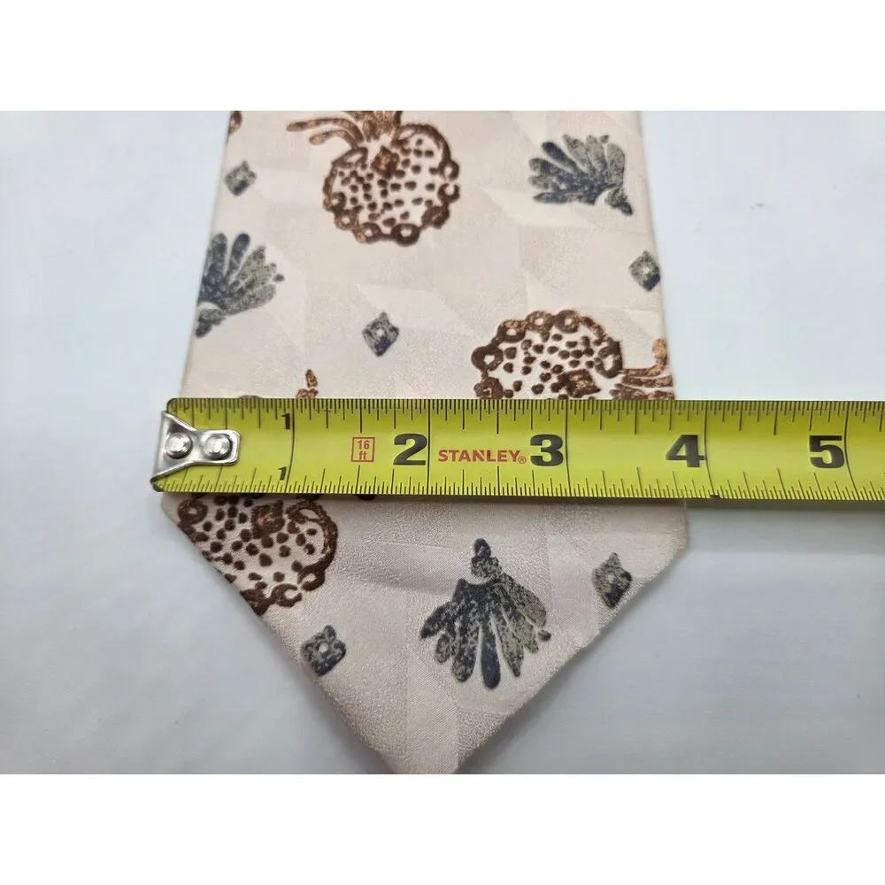 Tropicals by Tango Mens Tie Cream Beige Pineapple Tropical Wide 4